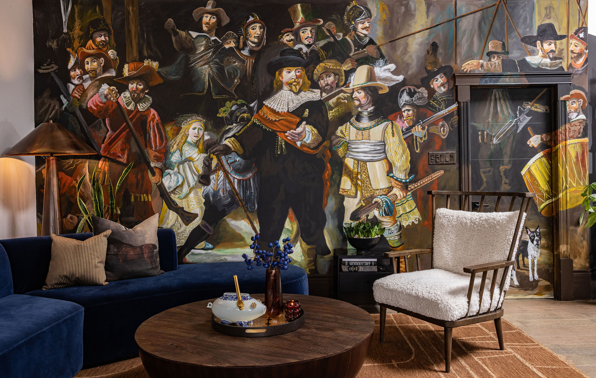 Night Watch mural inspired by Rembrandt in Saint John loft interior