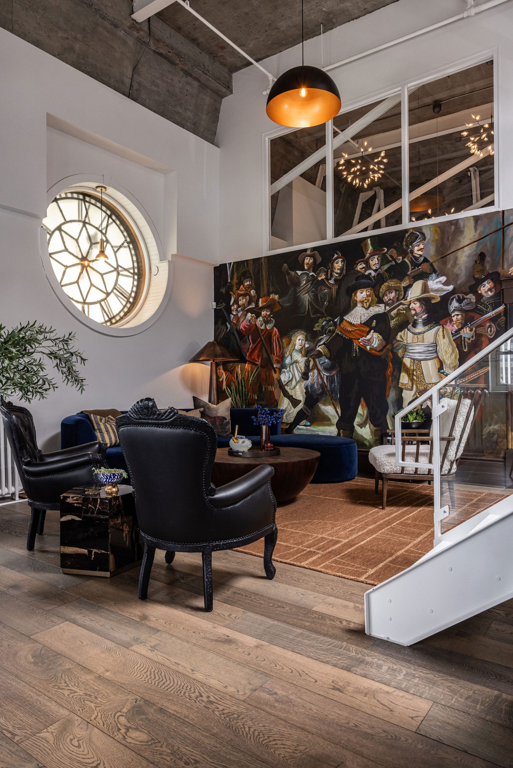 Amsterdam-inspired interior design in Saint John loft with Night Watch mural